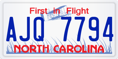 NC license plate AJQ7794