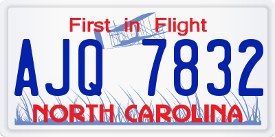 NC license plate AJQ7832