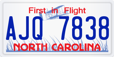 NC license plate AJQ7838
