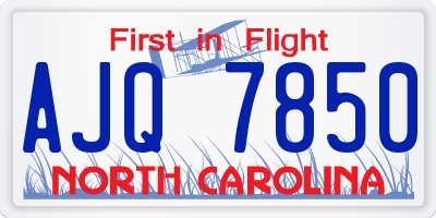 NC license plate AJQ7850
