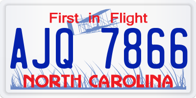 NC license plate AJQ7866