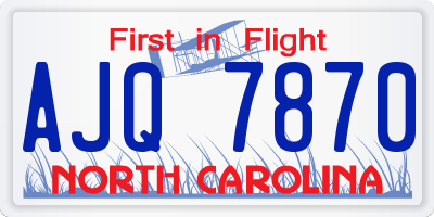 NC license plate AJQ7870