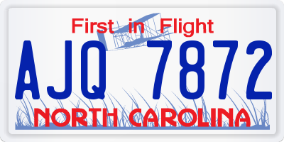 NC license plate AJQ7872