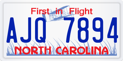 NC license plate AJQ7894