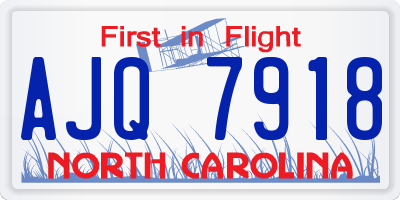 NC license plate AJQ7918