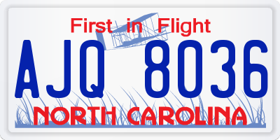 NC license plate AJQ8036