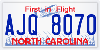 NC license plate AJQ8070