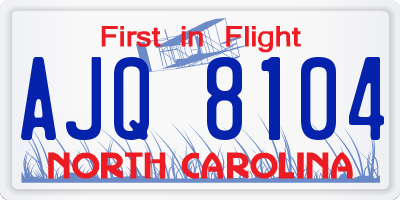 NC license plate AJQ8104