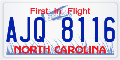 NC license plate AJQ8116