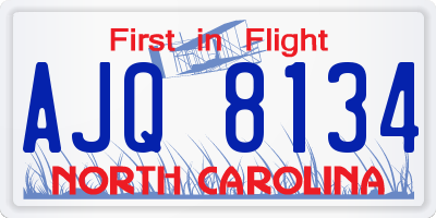 NC license plate AJQ8134