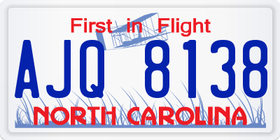 NC license plate AJQ8138