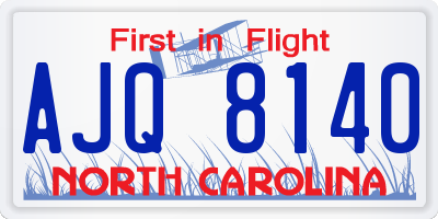 NC license plate AJQ8140