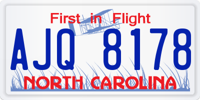 NC license plate AJQ8178