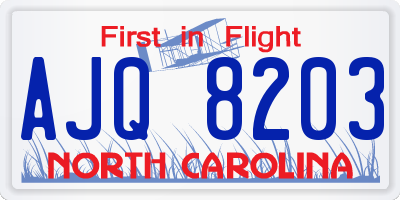NC license plate AJQ8203