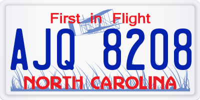 NC license plate AJQ8208