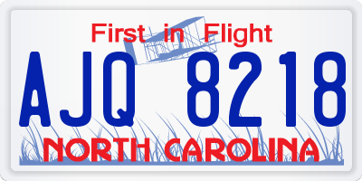 NC license plate AJQ8218