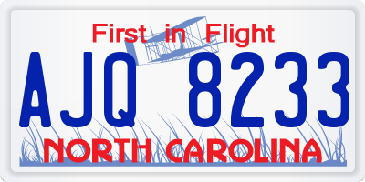 NC license plate AJQ8233