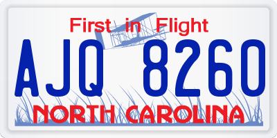 NC license plate AJQ8260