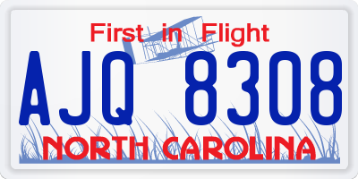 NC license plate AJQ8308