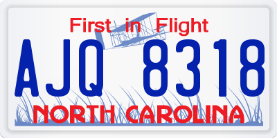 NC license plate AJQ8318