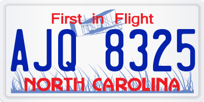 NC license plate AJQ8325