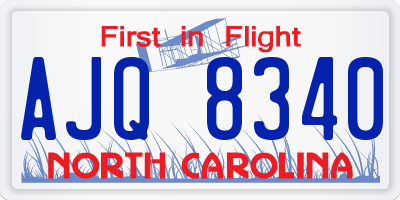 NC license plate AJQ8340