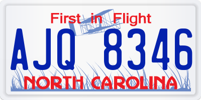 NC license plate AJQ8346