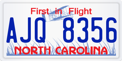 NC license plate AJQ8356