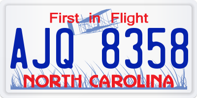 NC license plate AJQ8358