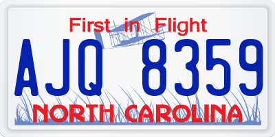 NC license plate AJQ8359