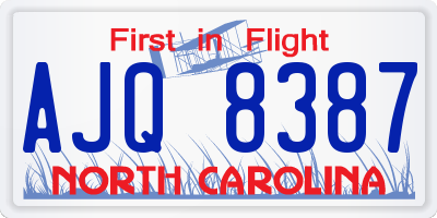 NC license plate AJQ8387