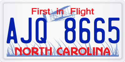 NC license plate AJQ8665