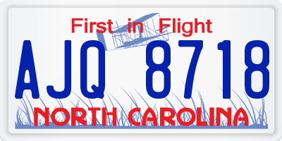 NC license plate AJQ8718