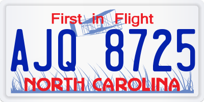 NC license plate AJQ8725
