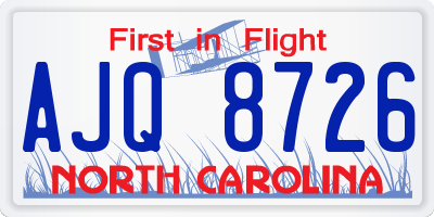 NC license plate AJQ8726