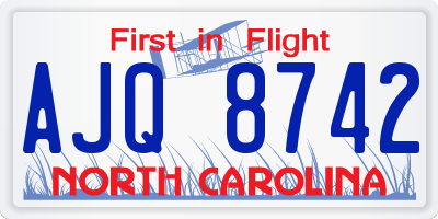 NC license plate AJQ8742