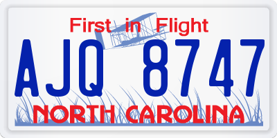 NC license plate AJQ8747