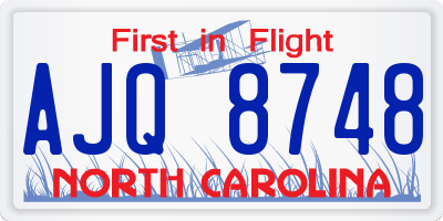 NC license plate AJQ8748