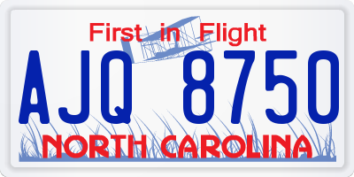 NC license plate AJQ8750