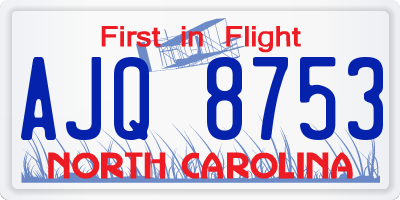 NC license plate AJQ8753