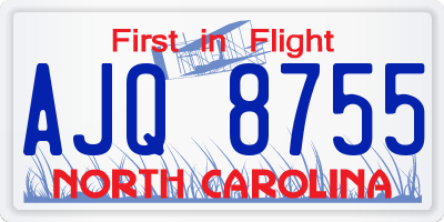 NC license plate AJQ8755