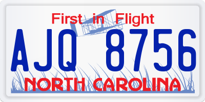NC license plate AJQ8756