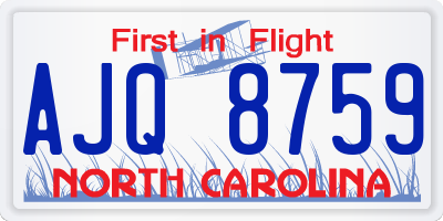 NC license plate AJQ8759