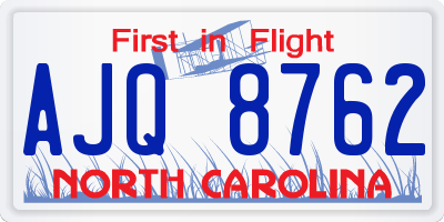 NC license plate AJQ8762