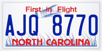 NC license plate AJQ8770