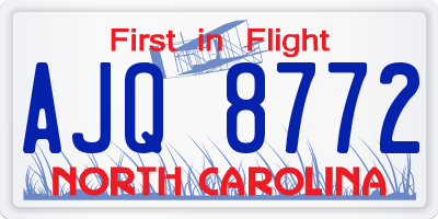 NC license plate AJQ8772