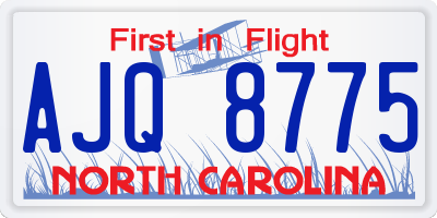 NC license plate AJQ8775