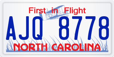 NC license plate AJQ8778