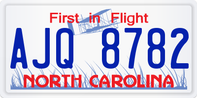 NC license plate AJQ8782