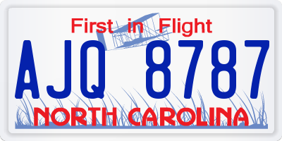 NC license plate AJQ8787